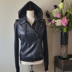 EUC Rare VS Pink Leather Moto Vest with Separate Hoodie